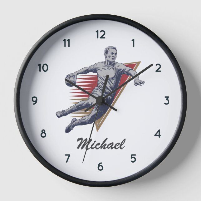Modern Trendy Handball Player  Personalized        Clock (Front)