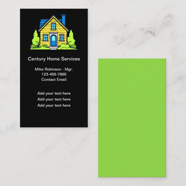 Modern Trendy Home Services Colourful Business Car Card (Front/Back)