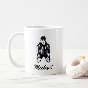 Modern Trendy Ice Hockey Referee Personalized  Coffee Mug