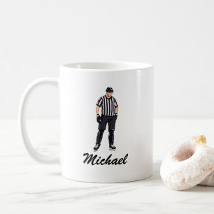 Modern Trendy Ice Hockey Referee Personalized  Coffee Mug