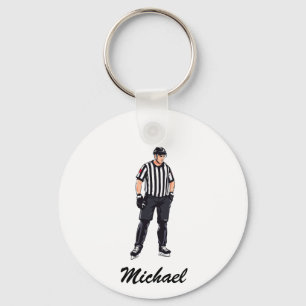 Modern Trendy Ice Hockey Referee Personalized      Keychain