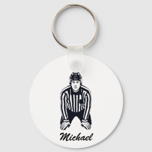 Modern Trendy Ice Hockey Referee Personalized      Keychain