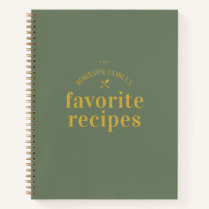 Modern Trendy Khaki Green  Blank Recipe Journal