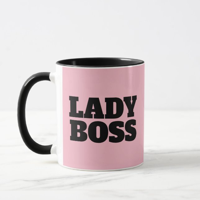 MODERN TRENDY LADY BOSS PINK COFFEE MUGS (Left)