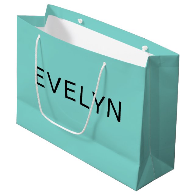 Modern Trendy Large Gift Bag Personalized Name (Front Angled)