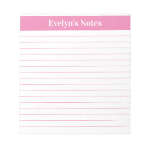 Modern Trendy Light Pink Script Large Print Notepad