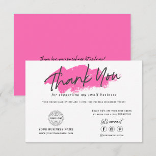 Modern trendy logo branding small business thank y you card