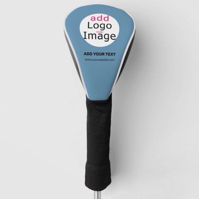 Modern Trendy Logo Business Club Customizable Blue Golf Head Cover (Front)