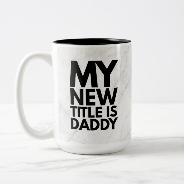 Modern Trendy Marble New Dad Two-Tone Coffee Mug (Left)