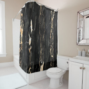Modern Trendy Marble Pattern in Black Gold Grey