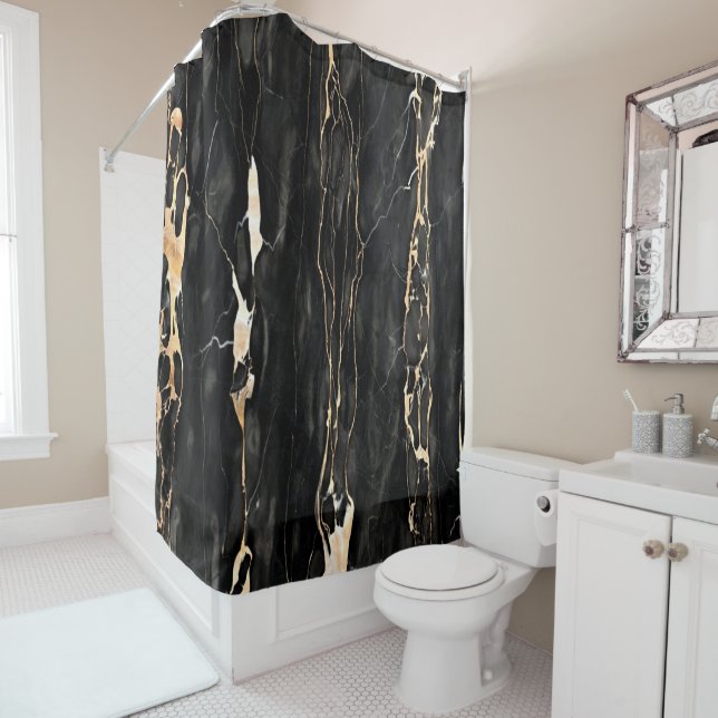Modern Trendy Marble Pattern in Black Gold Grey (In Situ)