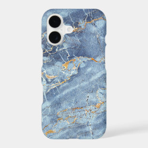 Modern Trendy Marble Pattern in Blue Gold Grey