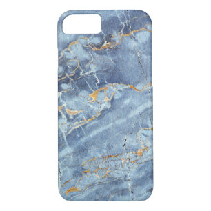 Modern Trendy Marble Pattern in Blue Gold Grey iPhone 8/7 Case