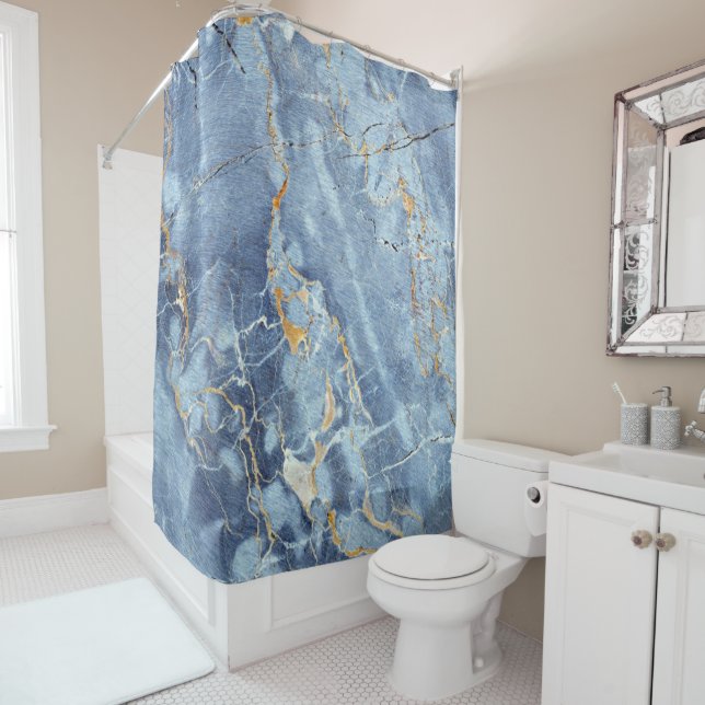 Modern Trendy Marble Pattern in Teal Blue Gold (In Situ)