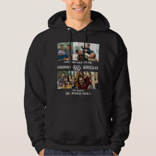 Modern trendy Merry and Bright Family Photo Hoodie