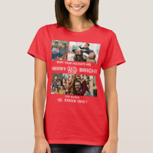 Modern trendy Merry and Bright Family Photo T-Shirt