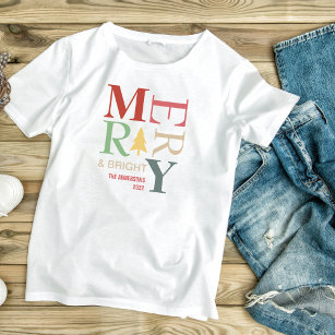 Modern Trendy Merry And Bright Minimalist Colourfu Toddler T-shirt