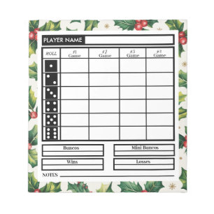 Modern Trendy Merry Christmas Bunco Score Notepad