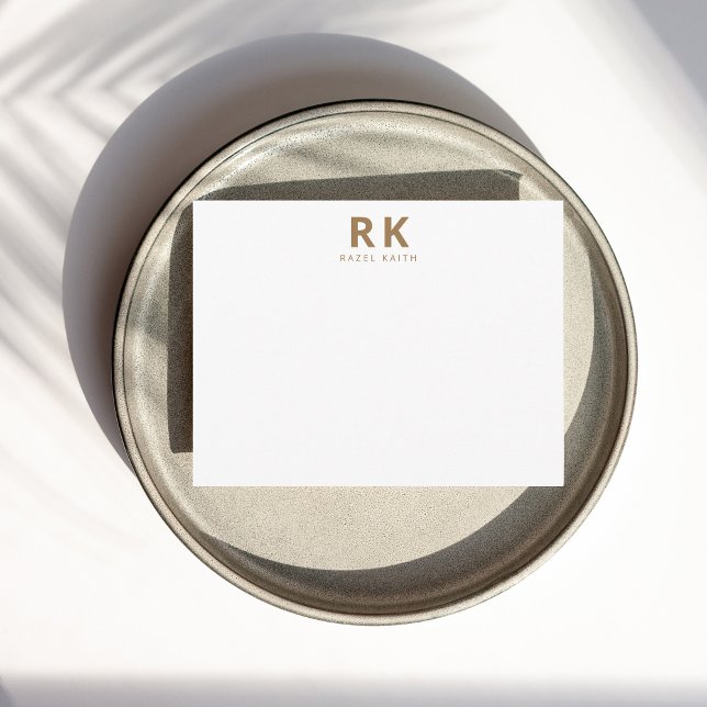 Modern Trendy Minimalist Gold Two Monogram Card (Creator Uploaded)