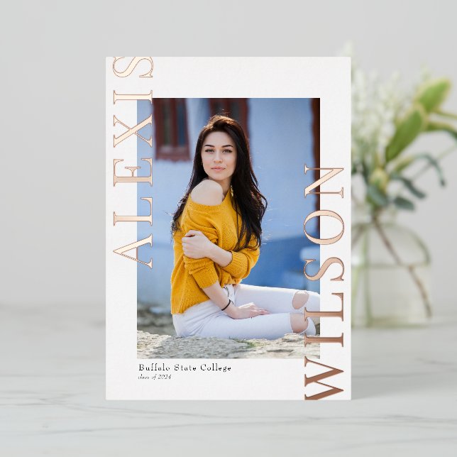 Modern Trendy Minimalist Graduation Invitation (Standing Front)