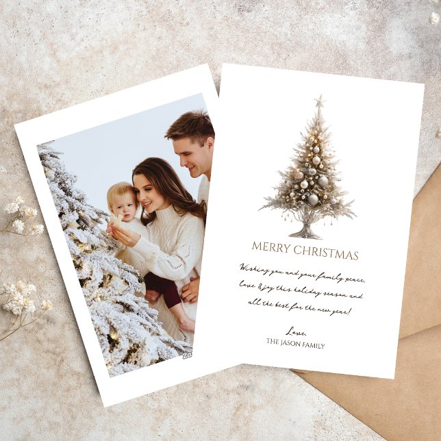 Modern Trendy Minimalist Merry Christmas Photo Holiday Card (Creator Uploaded)