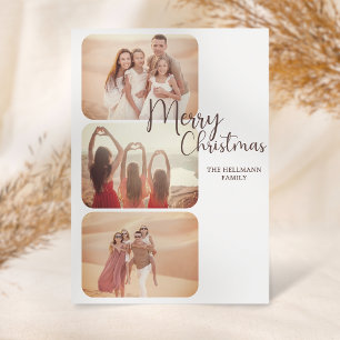 Modern trendy minimalist photos Merry Christmas Holiday Card