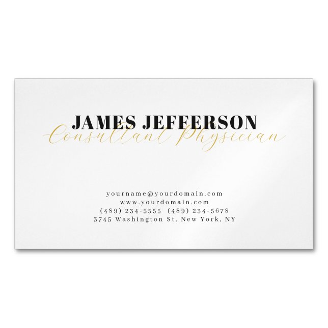 Modern Trendy Minimalist Plain Magnetic Business Card (Front)