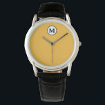 Modern Trendy Mustard Yellow Black Monogram Watch<br><div class="desc">Modern Trendy Monogram Monogram Emblem Classic Block Typography Monogram Solid Mustard Yellow Background</div>