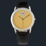 Modern Trendy Mustard Yellow Black Monogram Watch<br><div class="desc">Modern Trendy Monogram Monogram Emblem Classic Block Typography Monogram Solid Mustard Yellow Background</div>