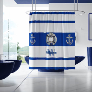 Modern Trendy Nautical Blue and White Long 
