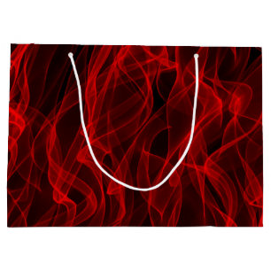 Modern Trendy Neon Red Curvy Line Abstract Pattern Large Gift Bag