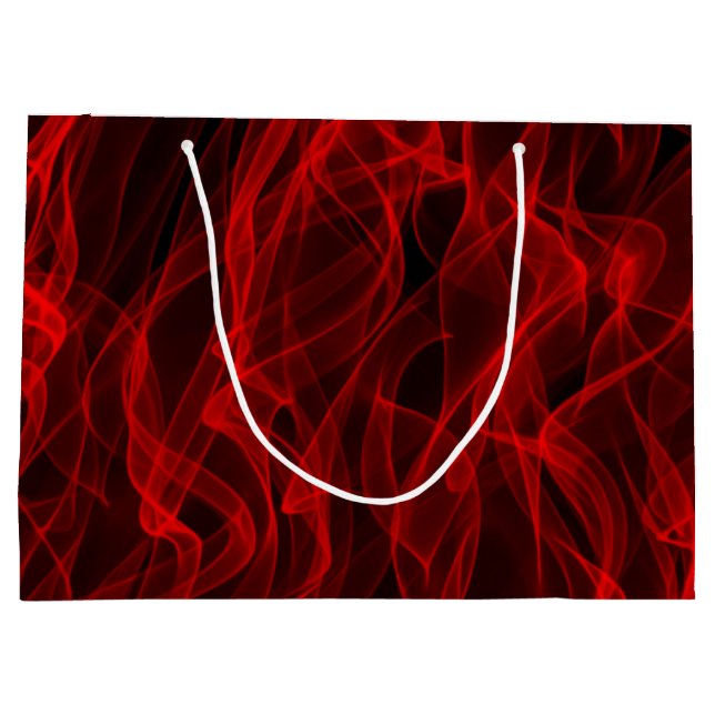 Modern Trendy Neon Red Curvy Line Abstract Pattern Large Gift Bag (Back)