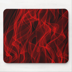 Modern Trendy Neon Red Curvy Line Abstract Pattern Mouse Pad