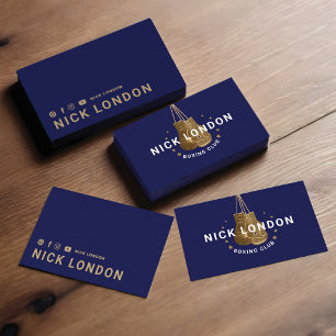 Modern & Trendy Online Gold Boxing Gloves Club Business Card