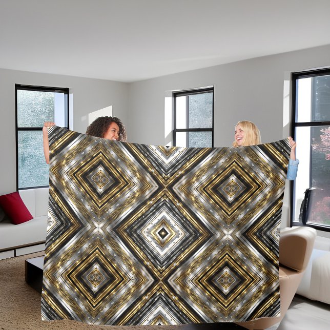 Modern, trendy pattern in silver, gold and black  fleece blanket (Creator Uploaded)