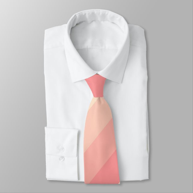 Modern Trendy Peach Colour Stripes Elegant Cute Tie (Tied)