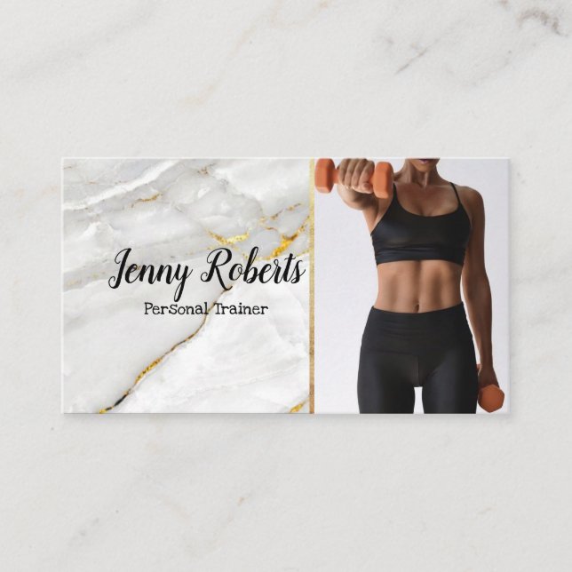 Modern & Trendy Personal Trainer Fitness Business Card (Front)