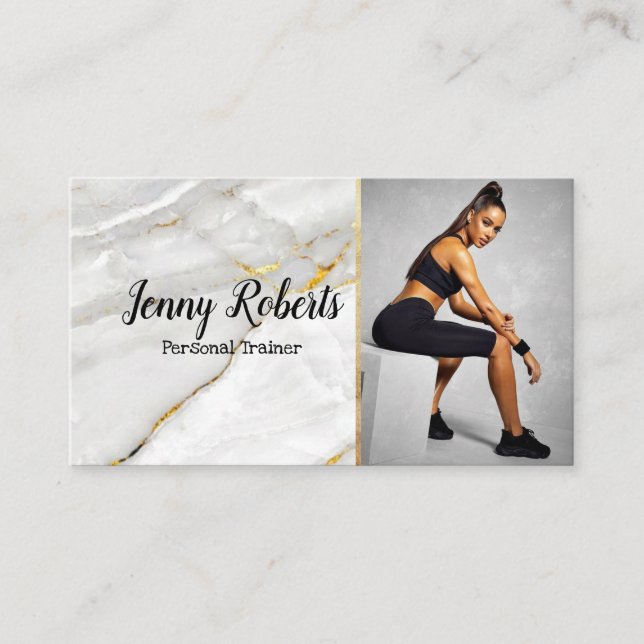 Modern & Trendy Personal Trainer Fitness Business Card (Front)