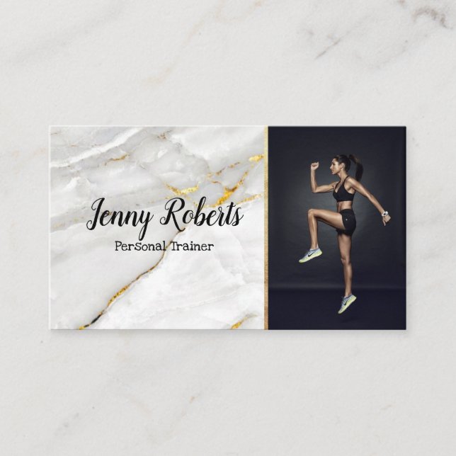 Modern & Trendy Personal Trainer Fitness Business Card (Front)