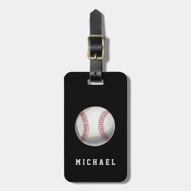Modern Trendy Personalized baseball ball  Luggage Tag (Front Vertical)