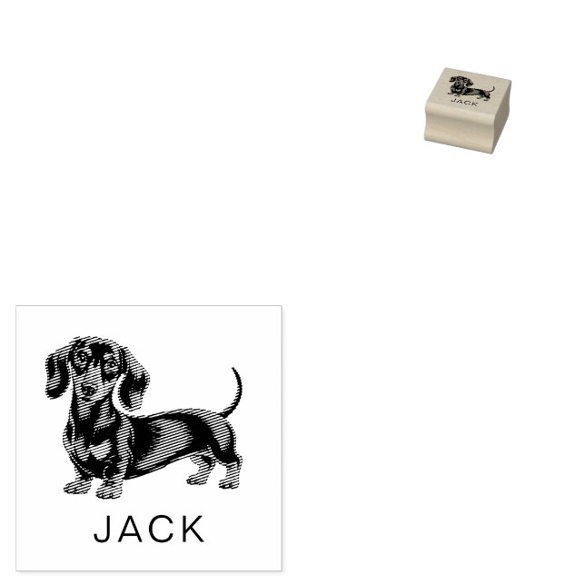 Modern Trendy Personalized Dachshund  Rubber Stamp (Stamped)