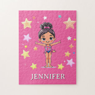 Modern Trendy Personalized Gymnastics Gymnast Jigsaw Puzzle