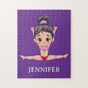 Modern Trendy Personalized Gymnastics Gymnast Jigsaw Puzzle