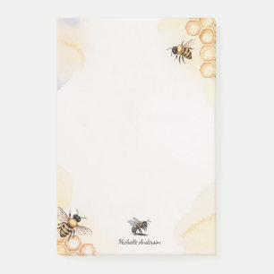 Modern Trendy Personalized Honey Bee Post-it Notes