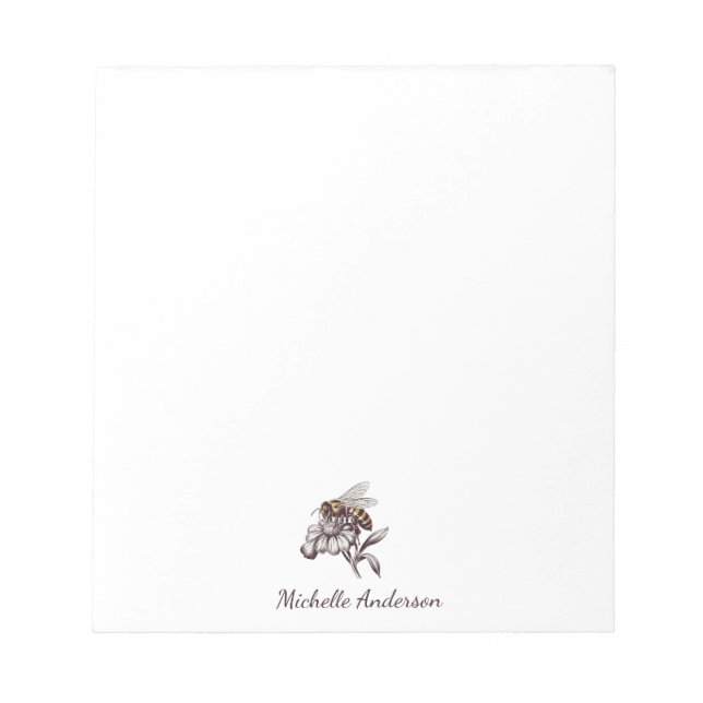 Modern Trendy Personalized Honey Bee Vintage       Notepad (Front)