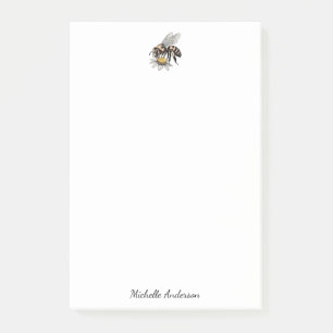 Modern Trendy Personalized Honey Bee Vintage       Post-it Notes