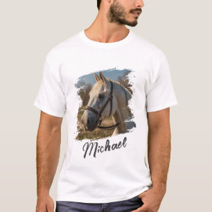Modern Trendy Personalized Horse Photo and Text    T-Shirt
