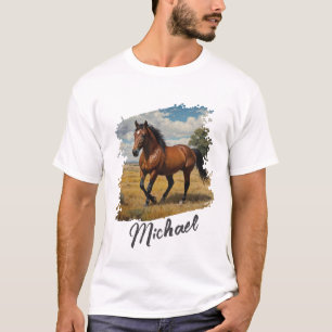 Modern Trendy Personalized Horse Photo and Text    T-Shirt