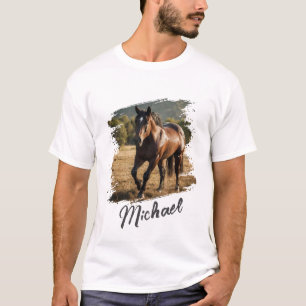 Modern Trendy Personalized Horse Photo and Text    T-Shirt