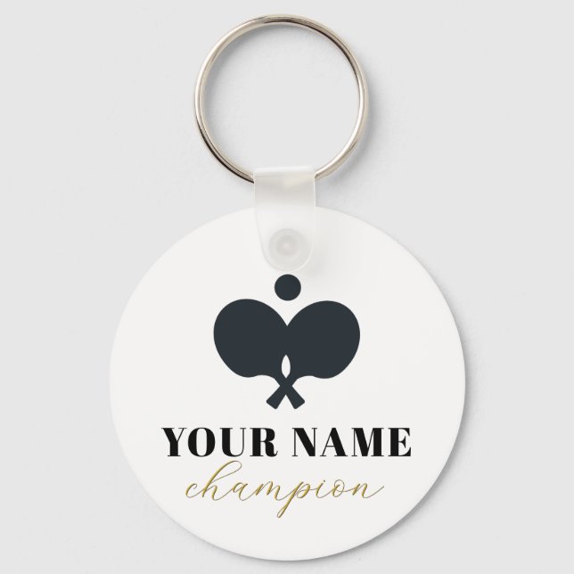 Modern Trendy Personalized Name Ping Pong Ball     Keychain (Front)